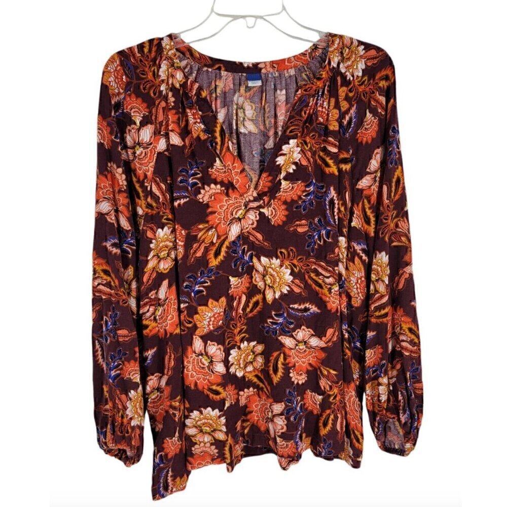 Dark Fairy Whimsigoth Medium Blouse Autumn Prairie Floral Long Sleeve Boho